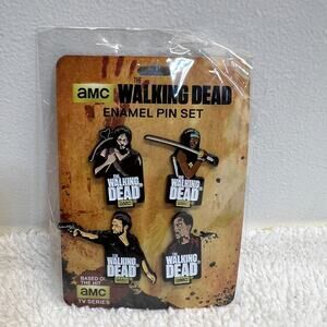 NEW ThinkGeek AMC The Walking Dead 4 Piece Enamel Pack Pin Set Sealed Package